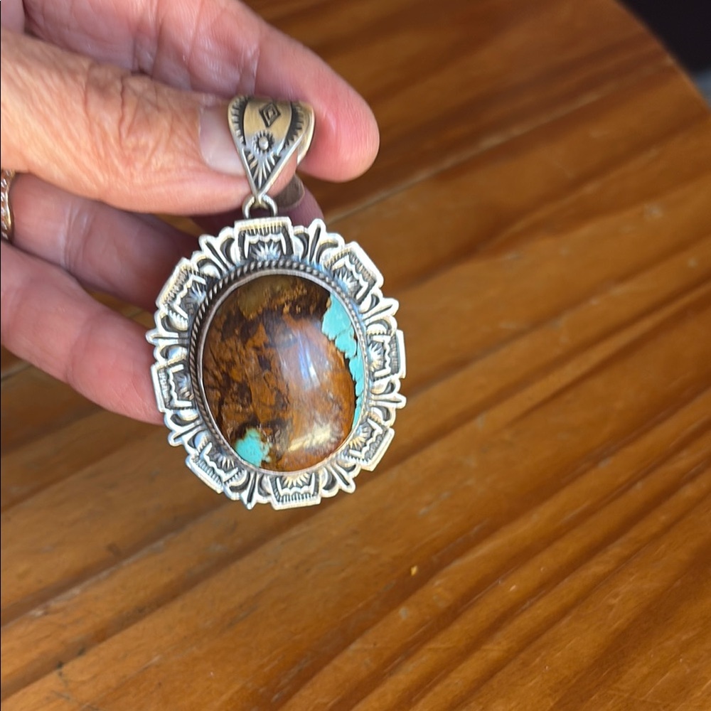 Silver and Turquoise Pendant Necklace